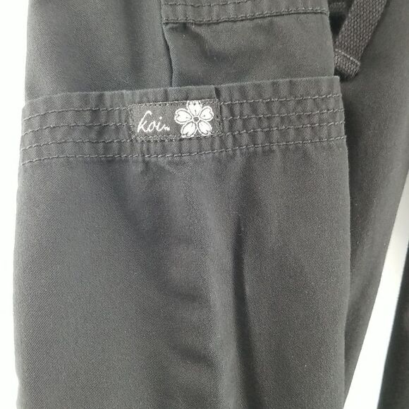 🎁5/$25 kOI Scrubs Pants Women's Small Black Front Waist Tie Pockets Relaxed Fit - Picture 5 of 12